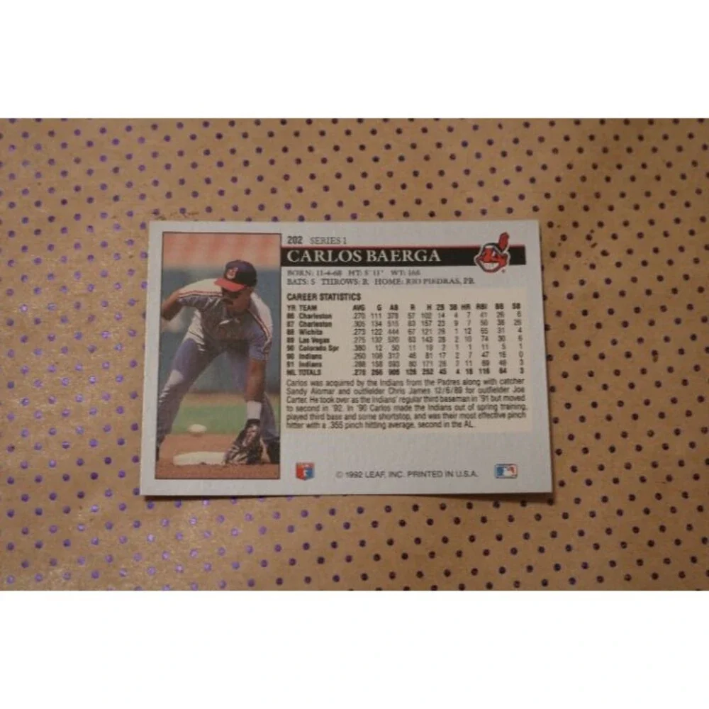 Carlos Baerga #202 Baseball Card (1992)